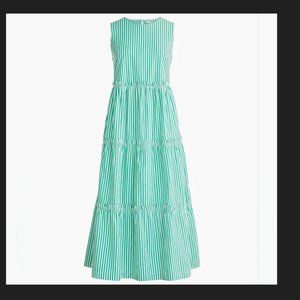 J. Crew Factory Sleeveless Striped Tiered Midi Dress Style BI220
